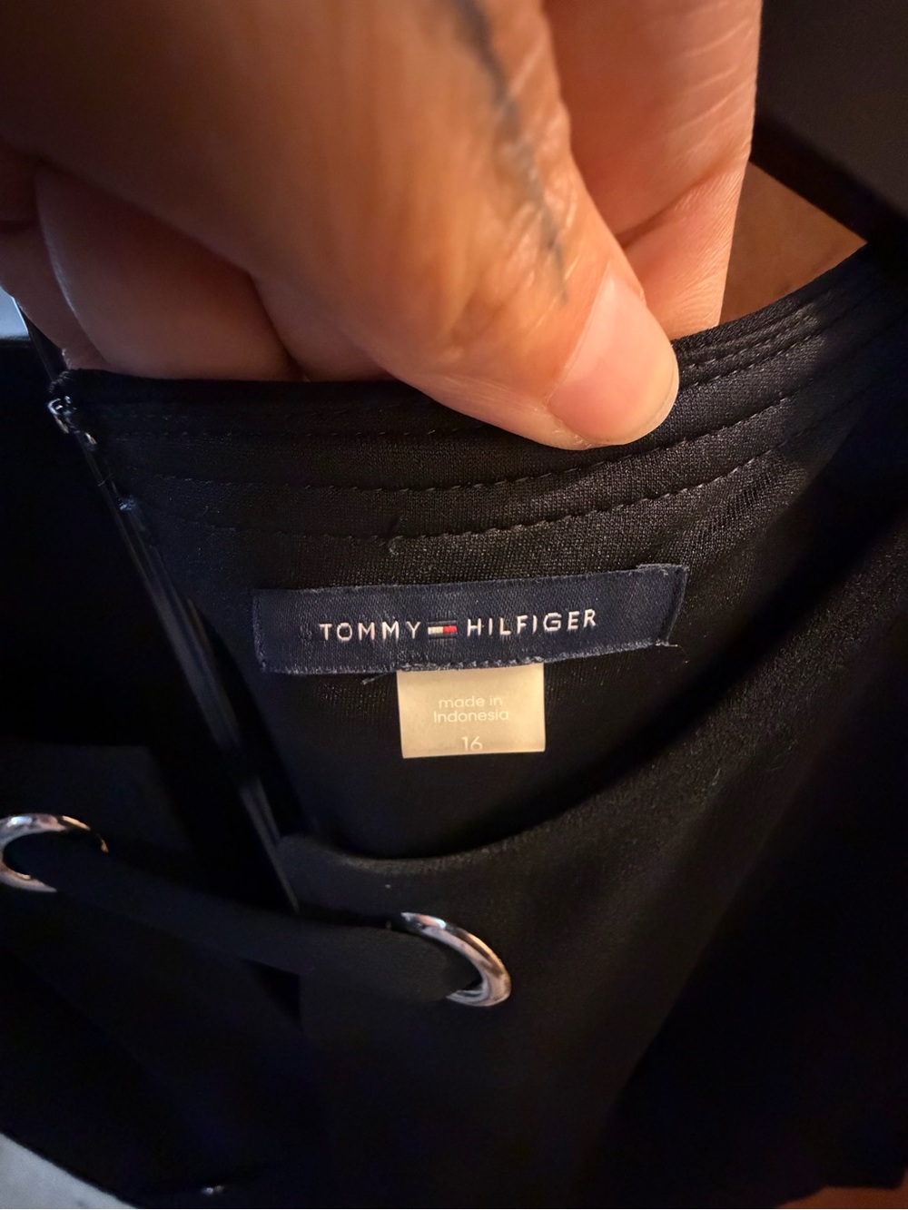 Tommy Hilfiger Black Dress with Silver Grommet Strap - Picture 2 of 5